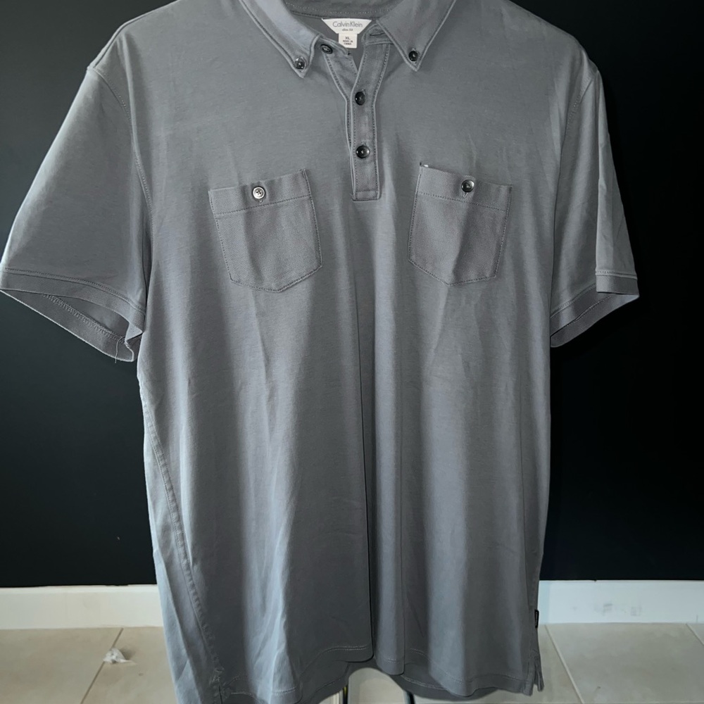 Calvin Klein Men's Gray Polo Shirt